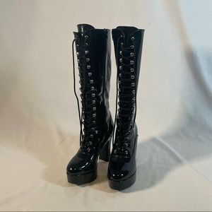 Funtasma black patent leather black dance gogo boots 8